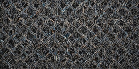 Interlocking geometric patterns creating a seamless textile-like effect ,  abstract,  seamless