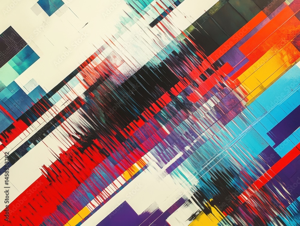 Poster abstract geometric color strokes: a dynamic and visually captivating artwork featuring an array of b