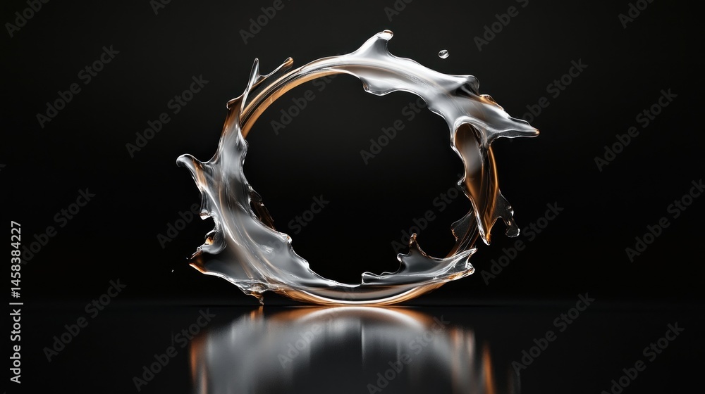 Poster liquid circle abstract dynamic flow transparent texture dark background