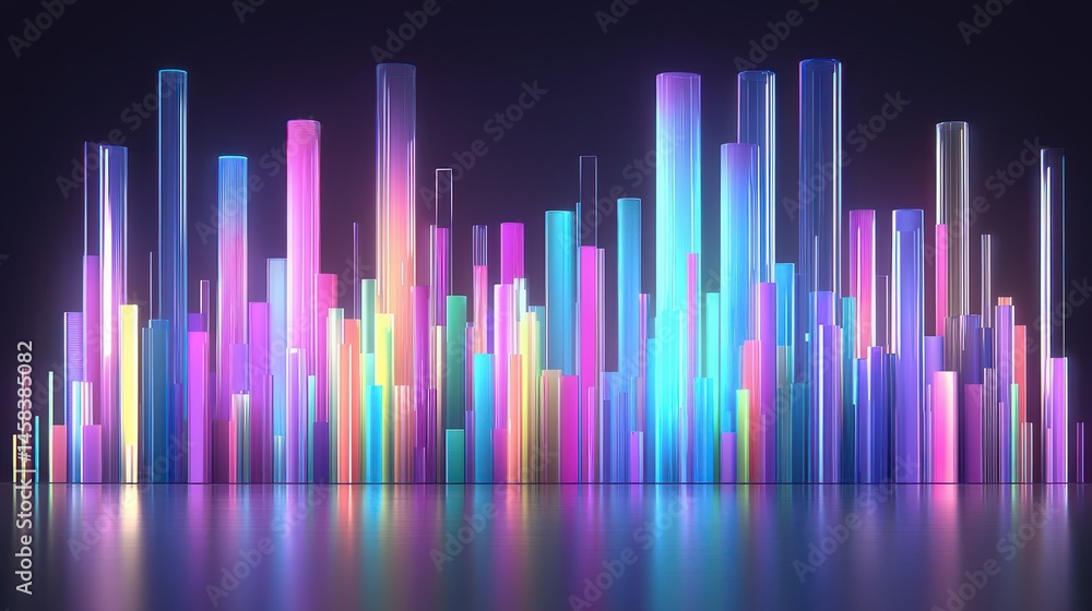 Poster vibrant smart renewable ecomatrix networks visualized digital art display futuristic environment