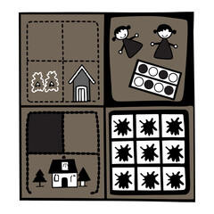 kindergarten worksheet silhouette design