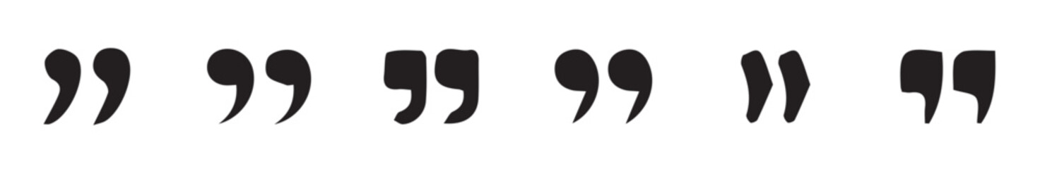 Vector black quote icon set. Set of quote mark, black sign isolated on white background. Vector illustration eps 10.