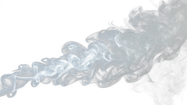 Intricate Swirling White Smoke on Black Background - High-Resolution PNG for Digital Art, Design, and Overlay Effects