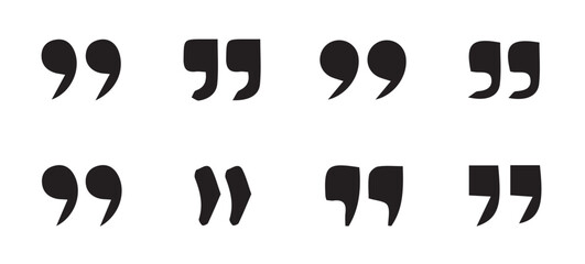 Set of quote mark. Quotes icon vector set. Quotemarks outline, speech marks, inverted commas or talking marks collection. Quotation signs isolated on white background. Vector illustration eps 10.