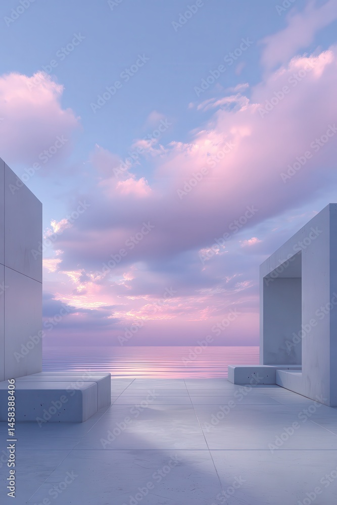 Poster a futuristic outdoor scene with an open-air, a modern architectural background with a view of the oc