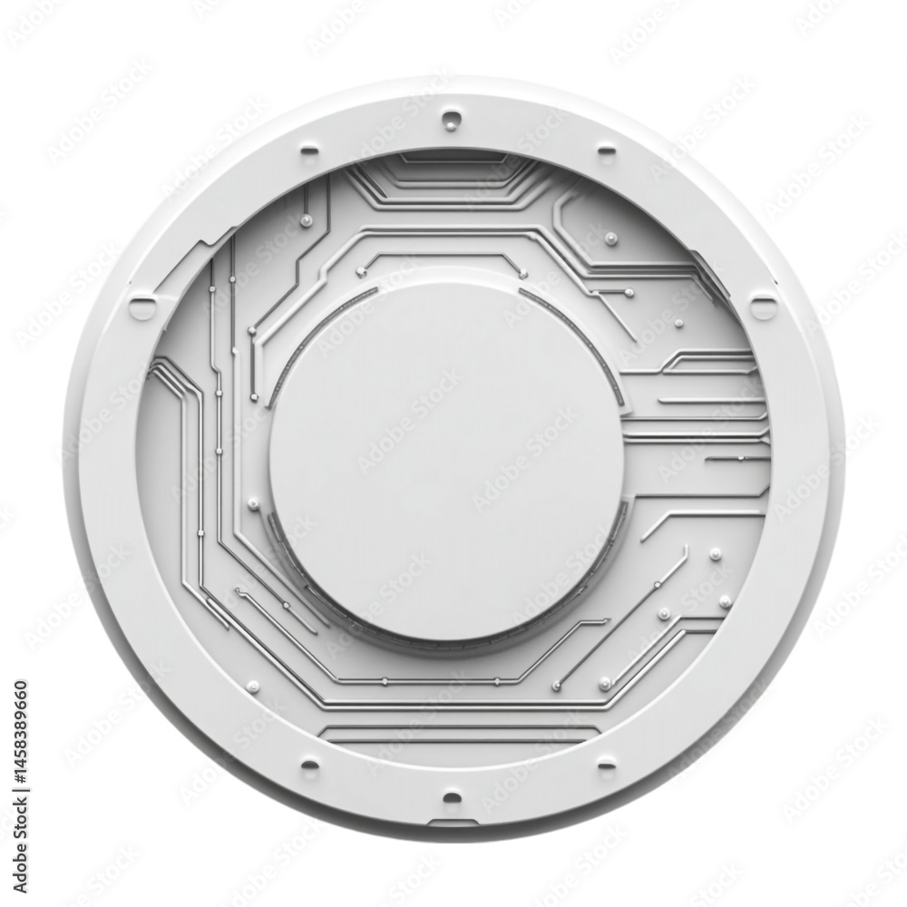 Poster white circular technology panel with circuit design