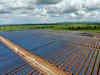 Solar farm in Malawi, Africa. It is a 20 mega watt farm that will produce electricity for the national grid. © Johan