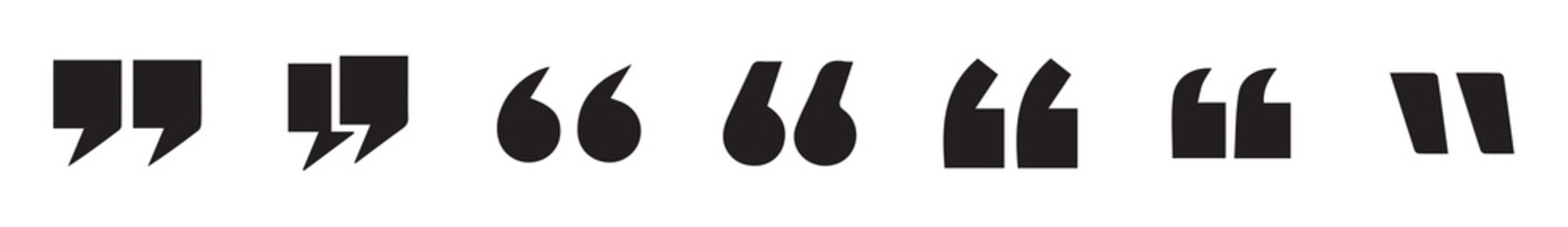 Vector black quote icon set. Set of quote mark, black sign isolated on white background. Vector illustration eps 10.