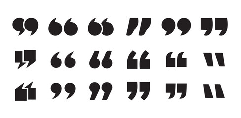 Set of quote mark. Quotes icon vector set. Quotemarks outline, speech marks, inverted commas or talking marks collection. Quotation signs isolated on white background. Vector illustration eps 10.