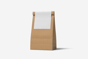 realistic paper bag mockup isolated on white background.