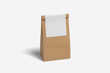 realistic paper bag mockup isolated on white background.