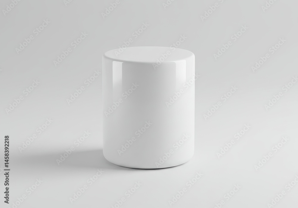 Aufkleber simple white cylindrical object on a white surface in a minimalist composition with soft lighting