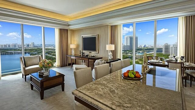 Luxurious penthouse suite with city views