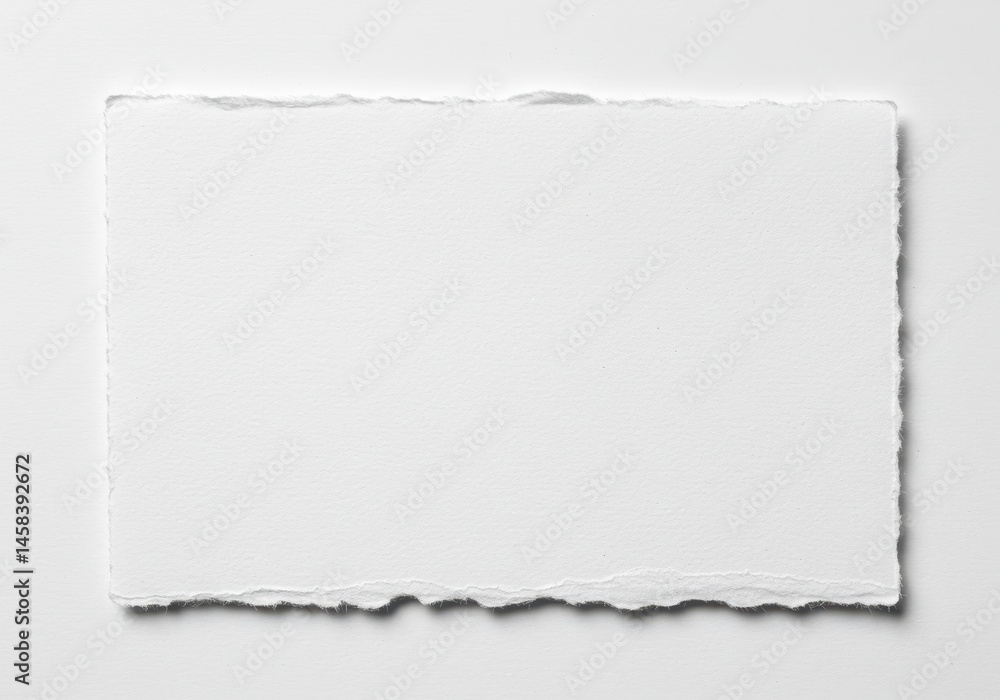 Poster a white rectangular sheet of paper with a rough, torn edge against a white background