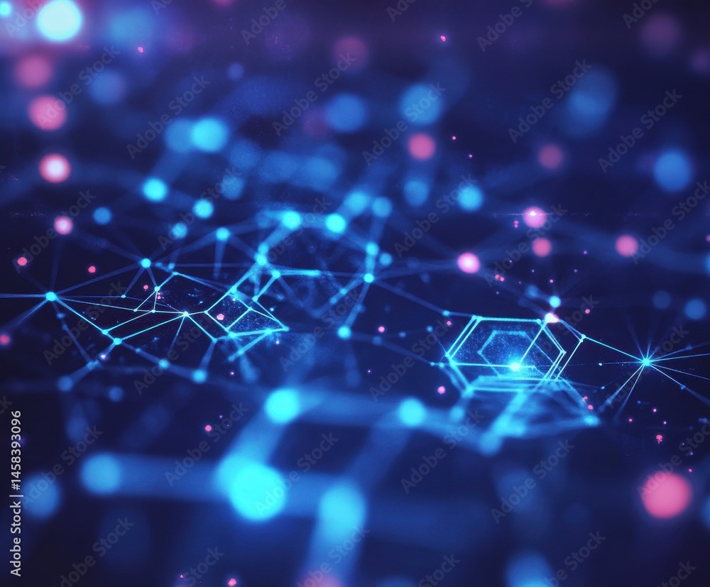 Poster digital web of connectivity: a vibrant abstract illustration of a digital network.