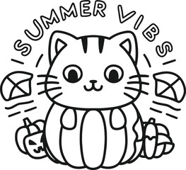 A delightful halloween themed Cut cat with Summer Vibes