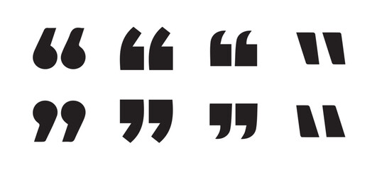 Set of quote mark icons isolated on white background.Quotation marks.Black quotes icon collection. quotation marks black isolated vector icon set. vector illustration eps 10.