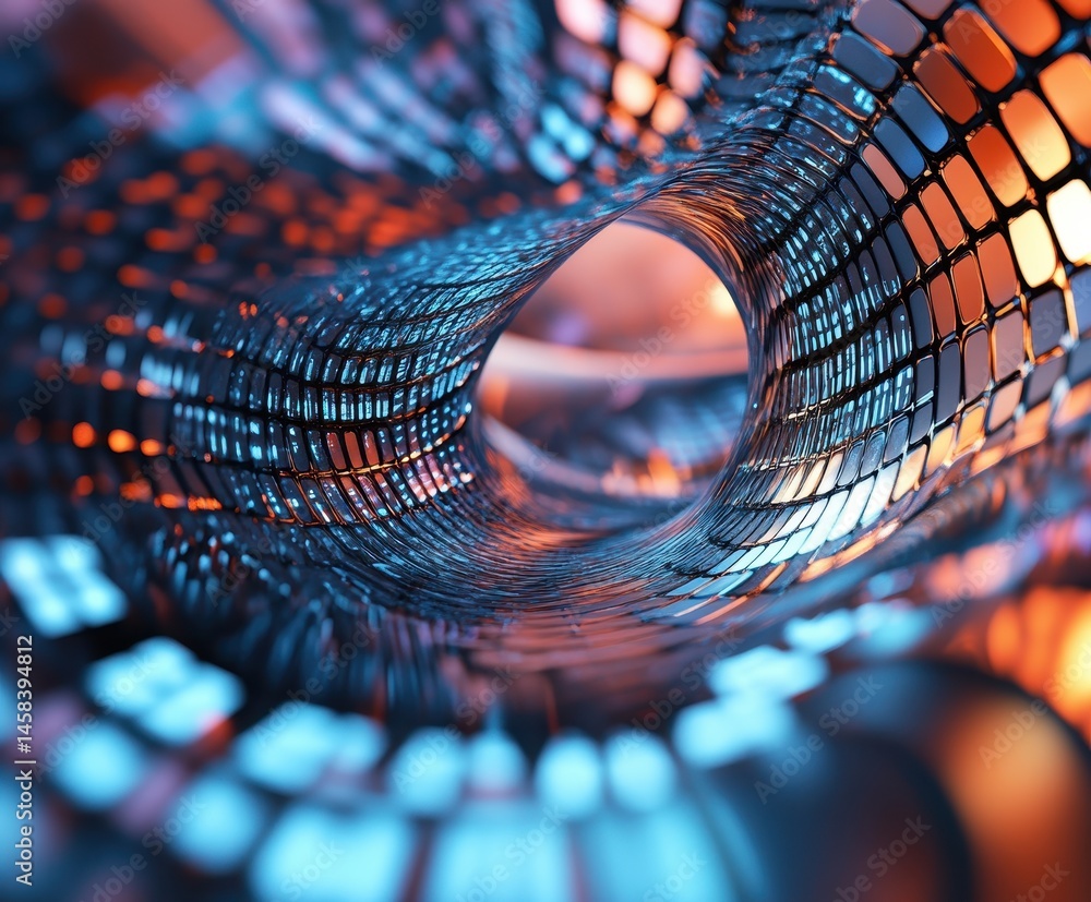 Aufkleber intricate metallic torus: a mesmerizing close-up showcases an abstract metallic torus, with its surf