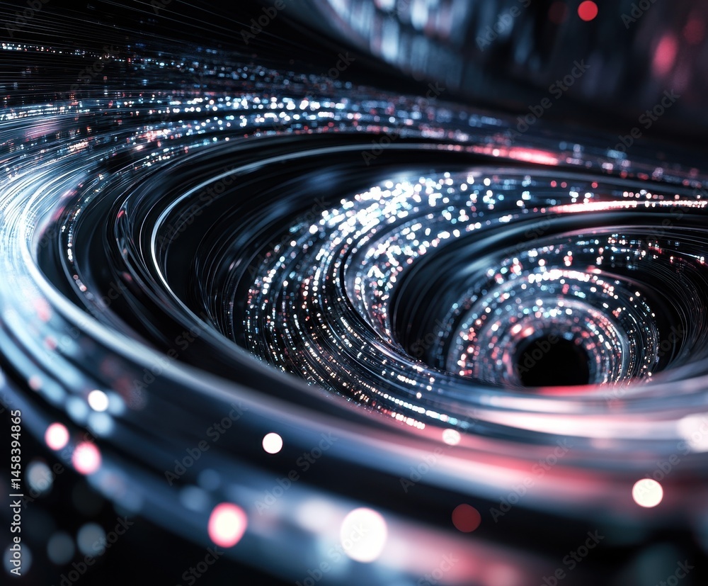 Aufkleber technological vortex: a captivating display of swirling fiber optics and digital data streams conver