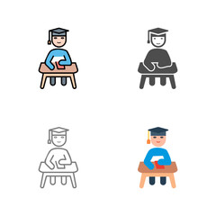 Unique Studying on Desk Vector Icon