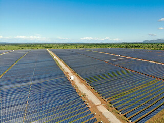 Solar farm in Malawi, Africa. It is a 20 mega watt farm that will produce electricity for the...