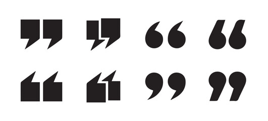 Set of quote mark icons isolated on white background.Quotation marks.Black quotes icon collection. quotation marks black isolated vector icon set. vector illustration eps 10.