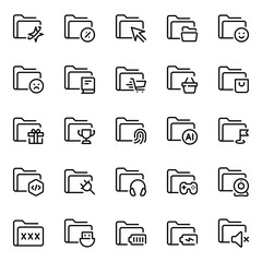 Outline icons set for Archive folder