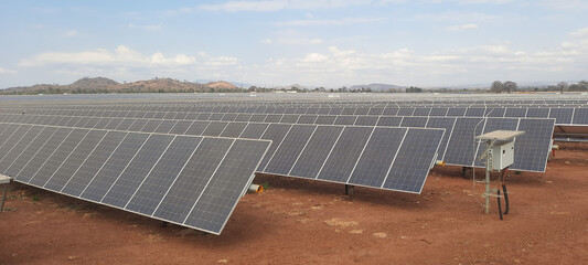 Solar farm in Malawi, Africa. It is a 20 mega watt farm that will produce electricity for the national grid. © Johan