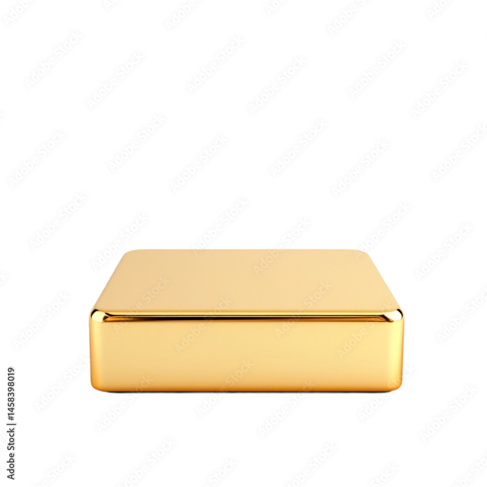 Poster gold square block isolated on white background minimalist product display