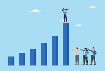 Fototapeta premium Vector illustration of quest for business success on business chart 