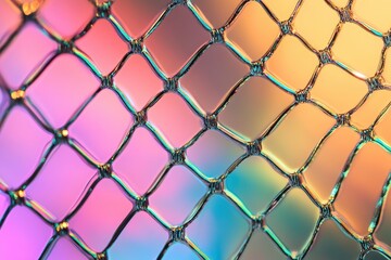 Naklejka premium Abstract Grid of Color: A mesmerizing abstract display of a grid of intertwined lines, capturing the fluidity of light and shadow, each intersection creating a unique interplay of color and form.