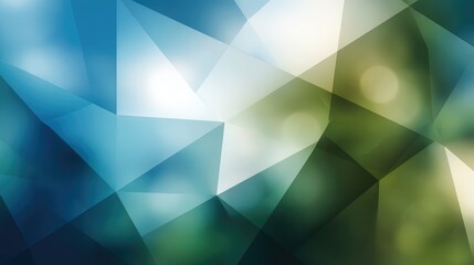 Abstract Blue and Green Geometric Polygonal Artwork