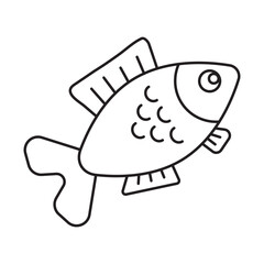 Fish line icon isolated on transparent background. Cute fish vector illustration. Editable stroke.