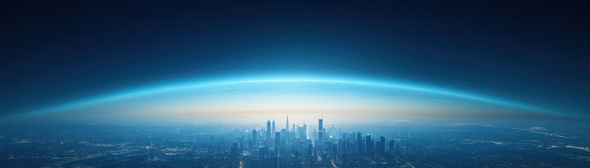 Fototapeta premium Spectacular nighttime cityscape, a breathtaking view from space station