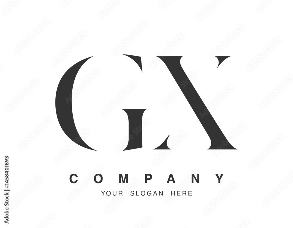 Fototapete gx logo design. initial letter g and x serif font style. creative classic company name typography. t