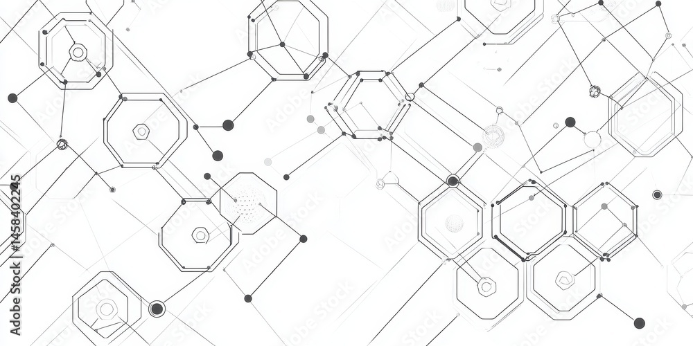 Poster abstract hexagon network: an intricate network of interconnected hexagons forms an abstract pattern,