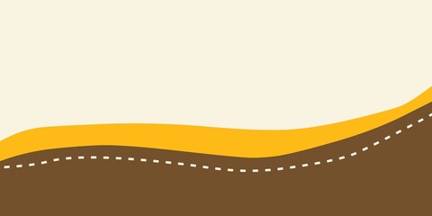 Illustration of layered waves in beige, orange, and dark brown on a white background.