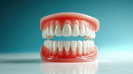 Obraz premium Closeup of a healthy tooth on vibrant blue background, dental health and hygiene