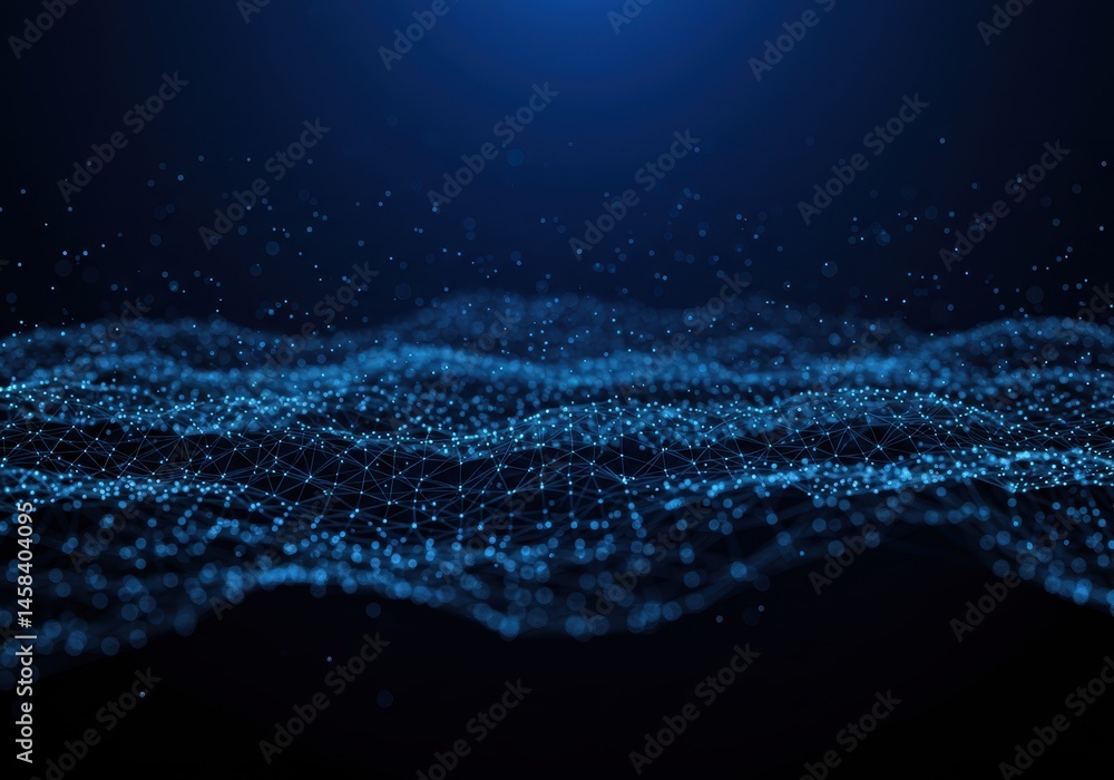 Poster abstract blue digital network wave background modern technology design futuristic digital data