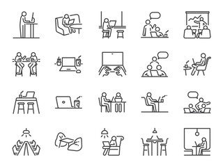 Icons depicting people working remotely