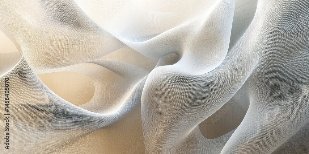 Poster ethereal fabric: soft, flowing fabric is illuminated by gentle light, creating a delicate dance of s