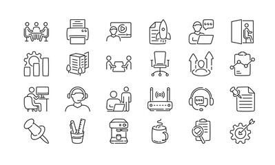 Office life depicted with simple icons