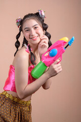 asian woman with Songkran festival