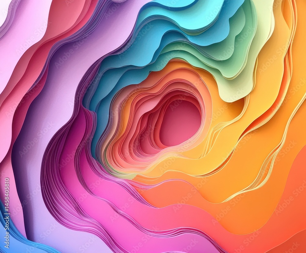 Poster abstract rainbow layers: a mesmerizing abstract design features layers of vibrant rainbow colors in 