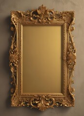 Ornate gold frame, classic scroll & floral design, vintage look, illustration, filigree