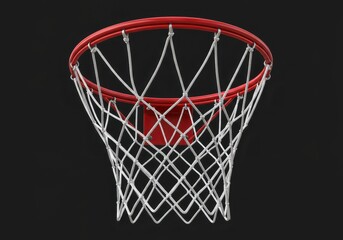 Red Basketball Hoop Net White Strings Sport Game Equipment Realistic 3D Render Isolated Background