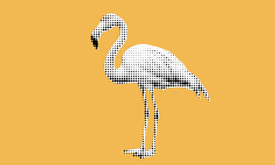 Flamingo silhouette in a vibrant halftone composition reflecting a playful summer vibe and artistic expression through pop art aesthetics © annetdebar