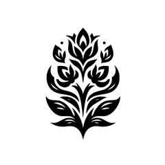 Floral Silhouette: Elegant Black and White Design Element