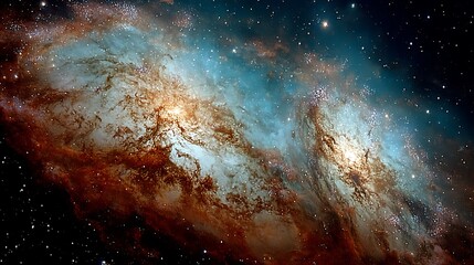 A cosmic scene of dust clouds and stars.
