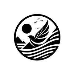 Monochromatic Bird in Flight Logo: Nature Icon Design
